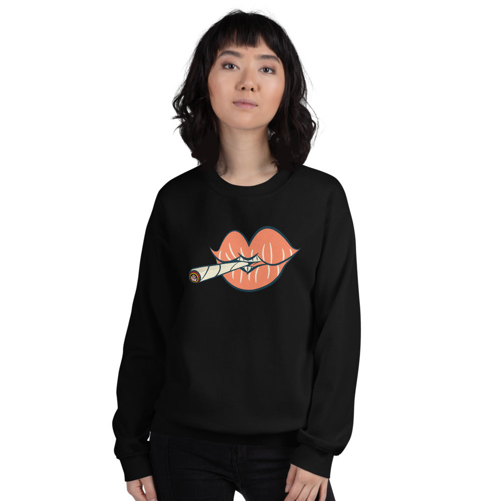 'Puff on Dis' Graphic Lips Unisex Sweatshirt