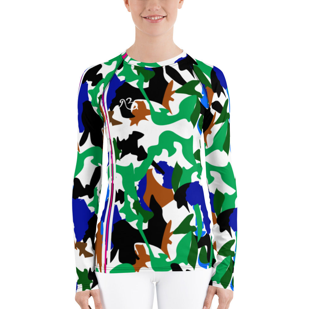 flyersetcinc Camo Print Women's Rash Guard - white