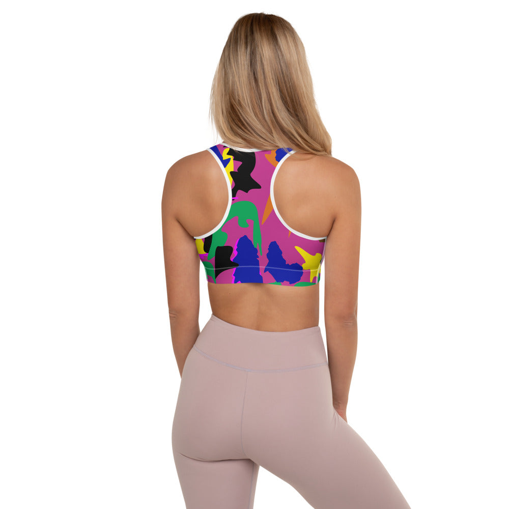 flyersetcinc Camo Print Padded Sports Bra - Pink