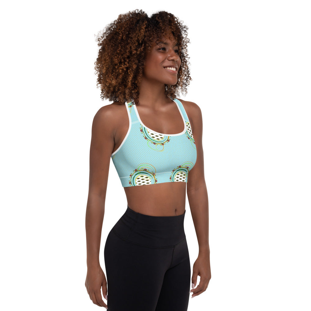 Adaeze Print Padded Sports Bra - Celeste