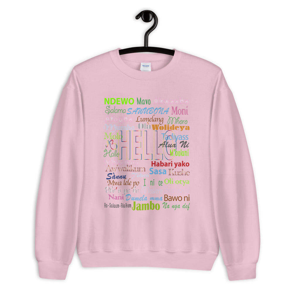 flyersetcinc Hello Print Crew Neck Long Sleeve Pullover Unisex Sweatshirt