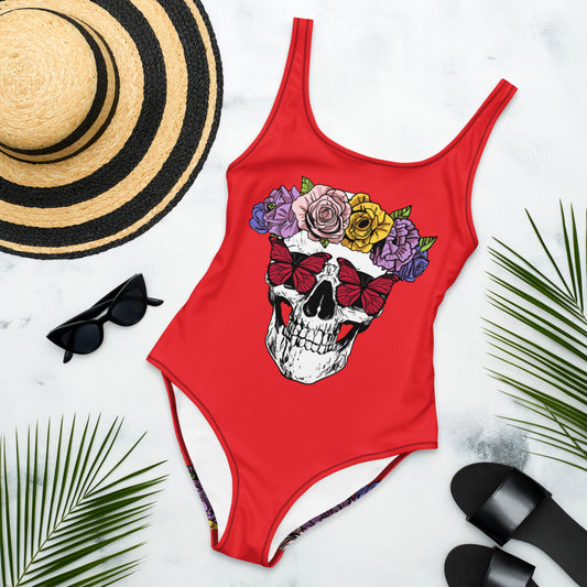 Garden of Skullz One-Piece Swimsuit - Red