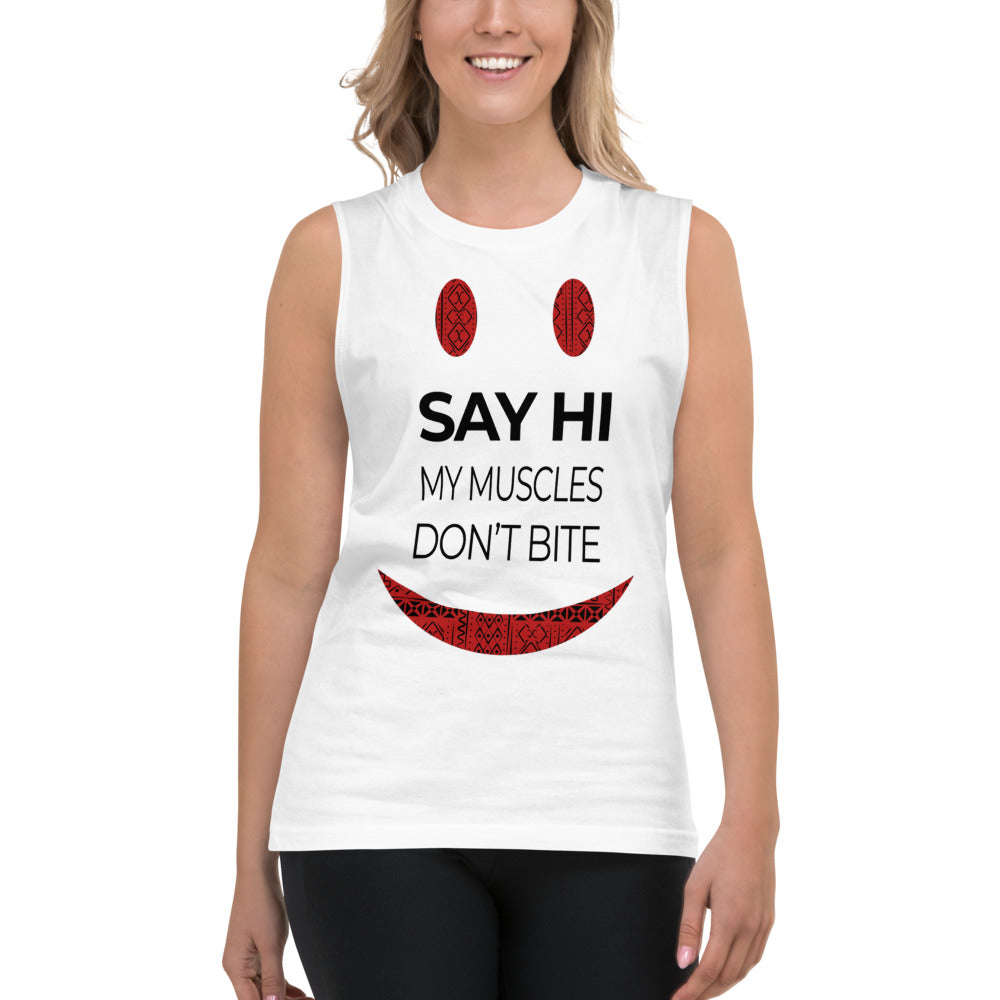 Say Hi Unisex Muscle Shirt - white