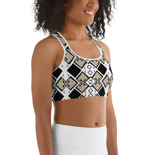 Aztek Print Sports Bra -Snow