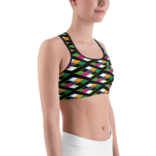 Pyramid Print Sports Bra - Noir