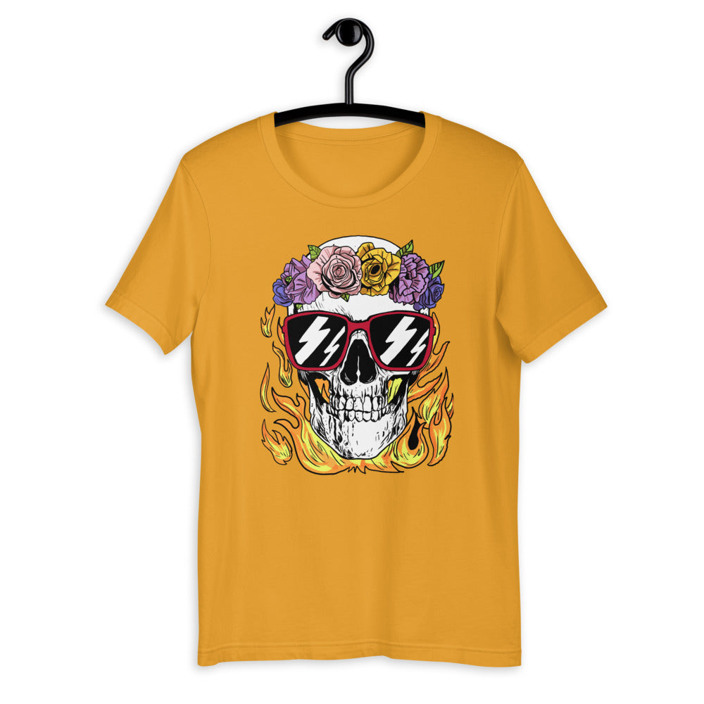 Calm and Collected Graphic Skull Short-Sleeve Unisex T-Shirt