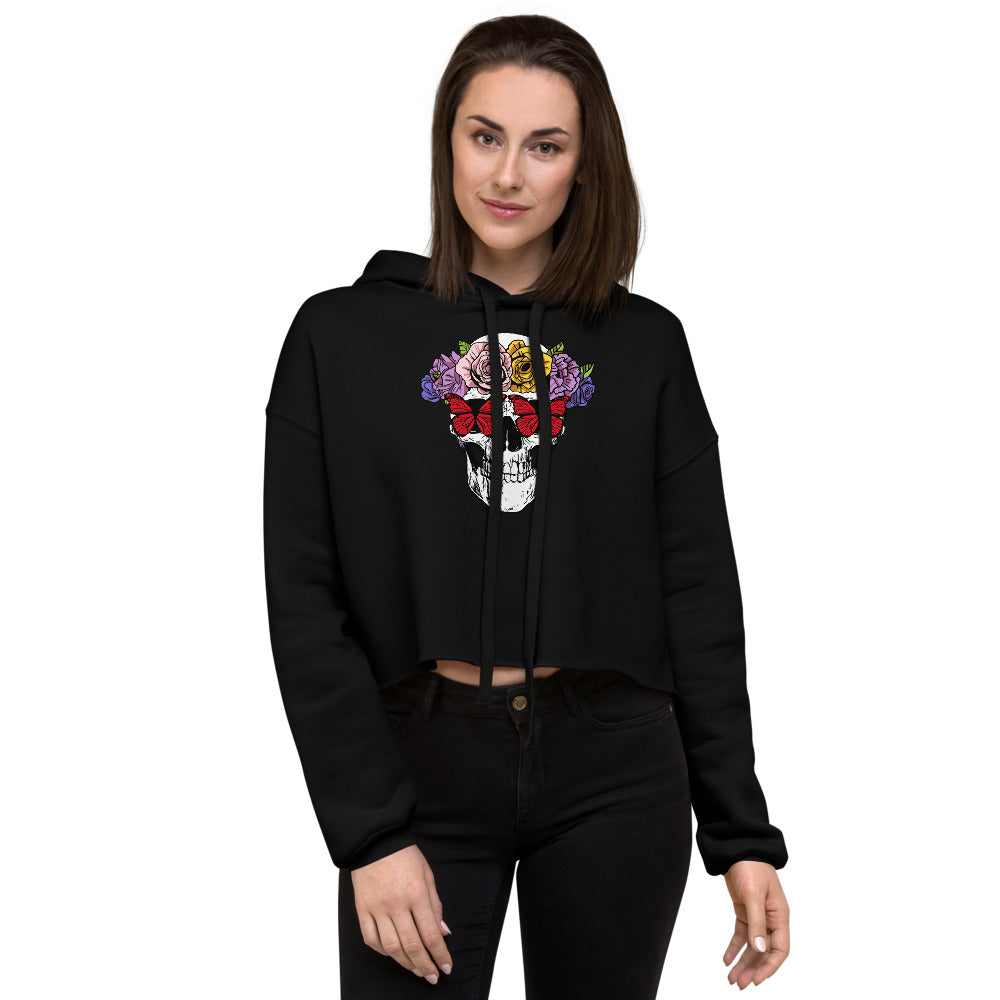 Garden of Skulls Graphic Crop Hoodie