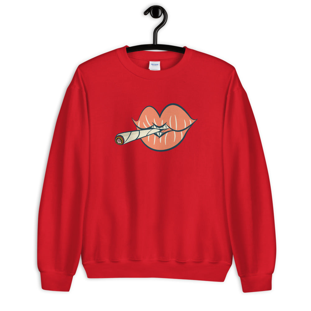 'Puff on Dis' Graphic Lips Unisex Sweatshirt