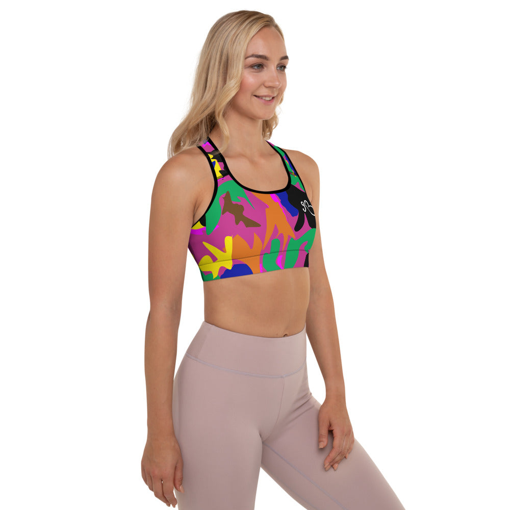 flyersetcinc Camo Print Padded Sports Bra - Pink