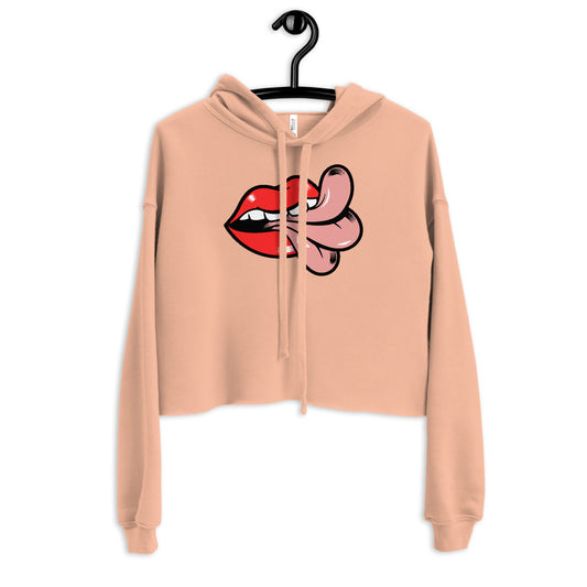 'Cheeky' Mouth & Tongue Crop Hoodie