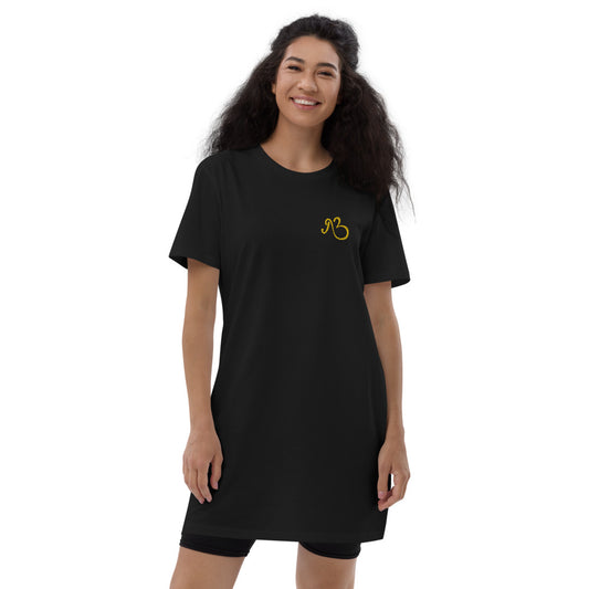 flyersetcinc Classic Embroidery Organic Cotton T-shirt Dress