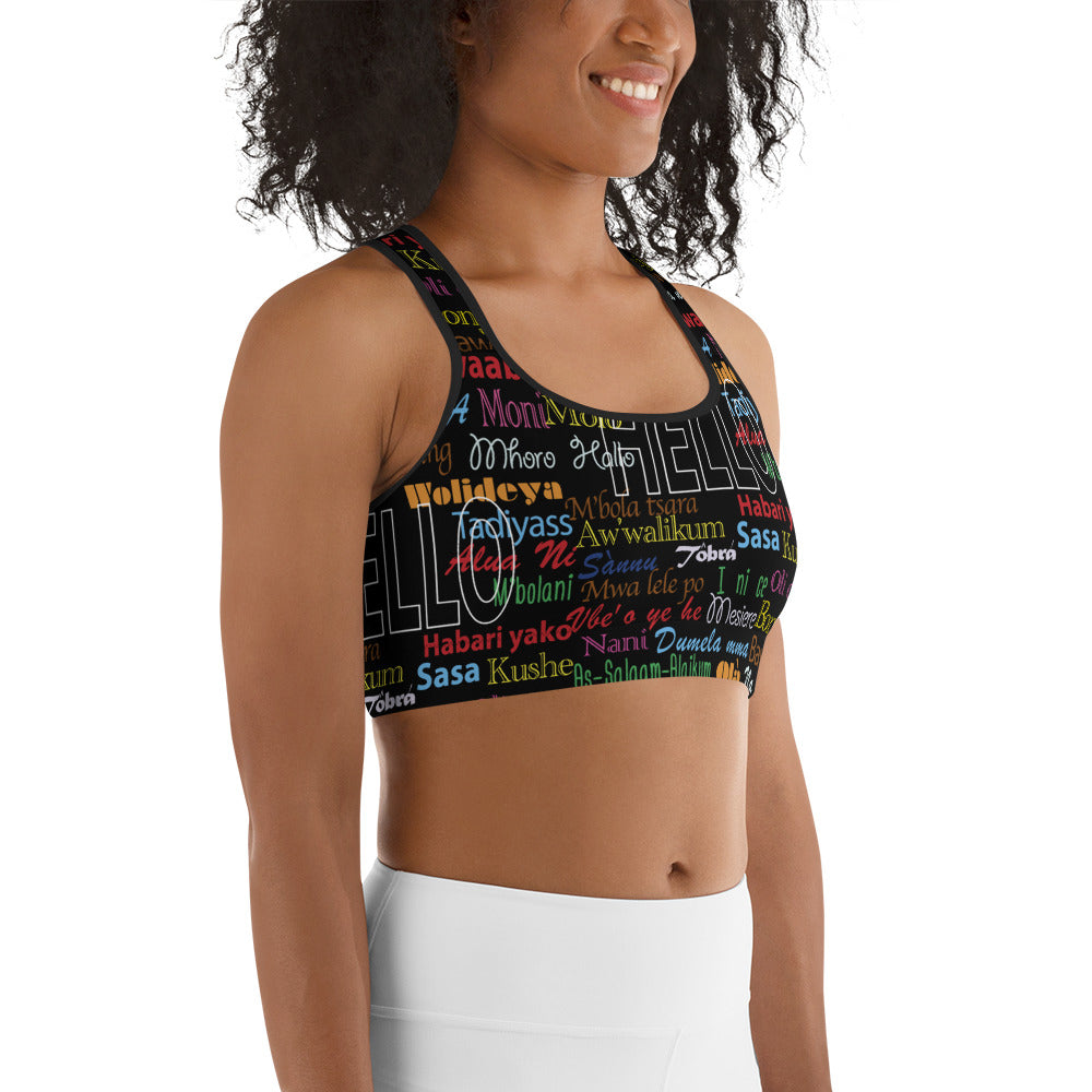 flyersetcinc Hello Print Sports Bra