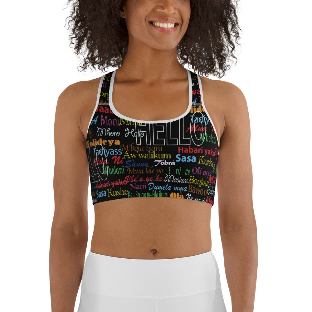 flyersetcinc Hello Print Sports Bra