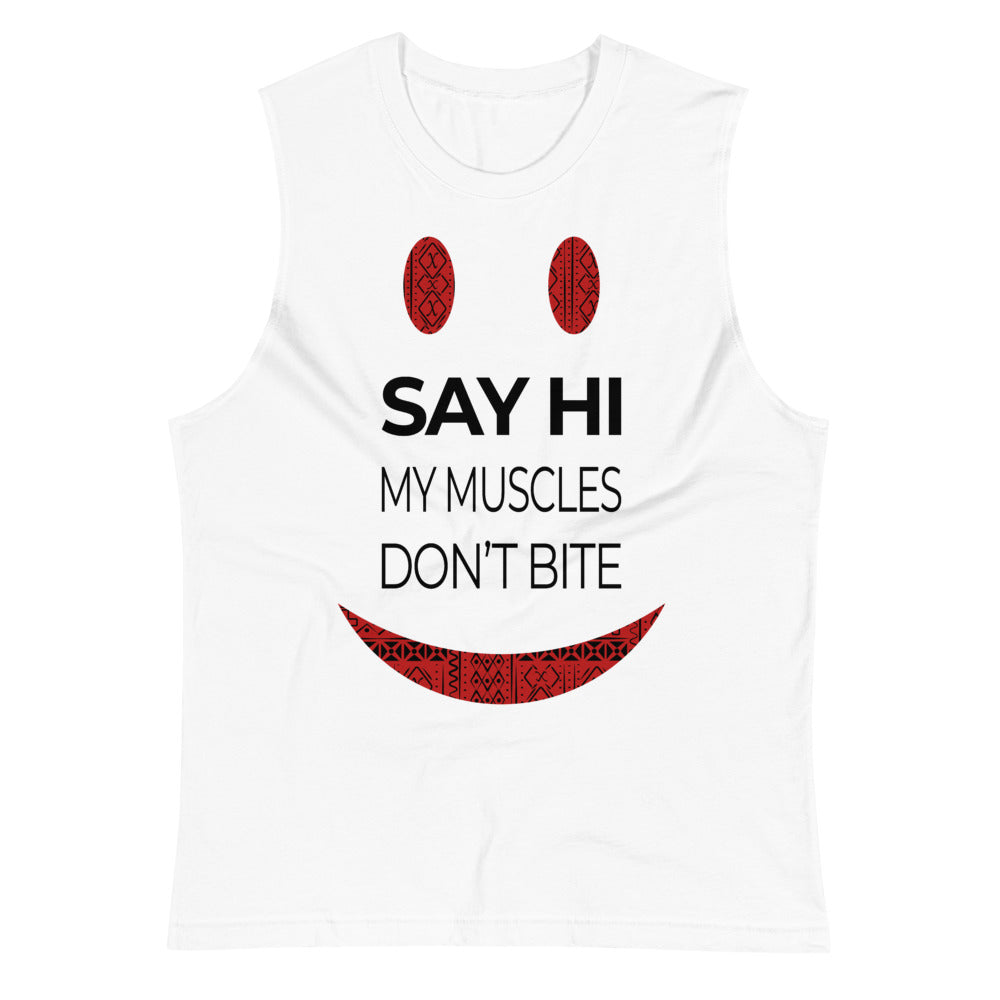 Say Hi Unisex Muscle Shirt - white