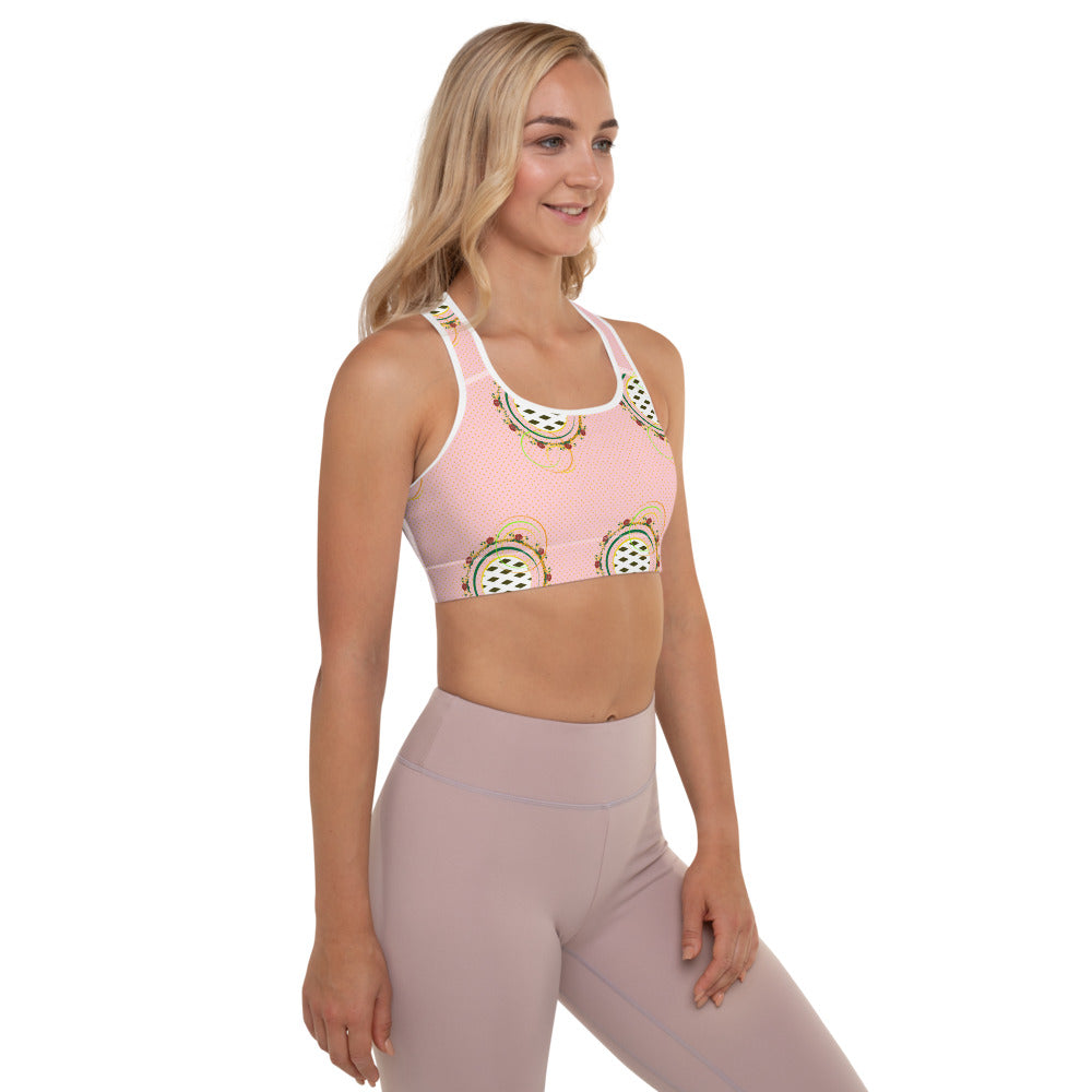 Adaeze Print Padded Sports Bra - Coral