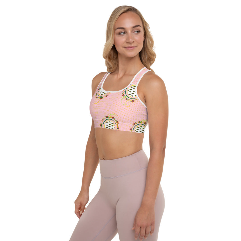 Adaeze Print Padded Sports Bra - Coral