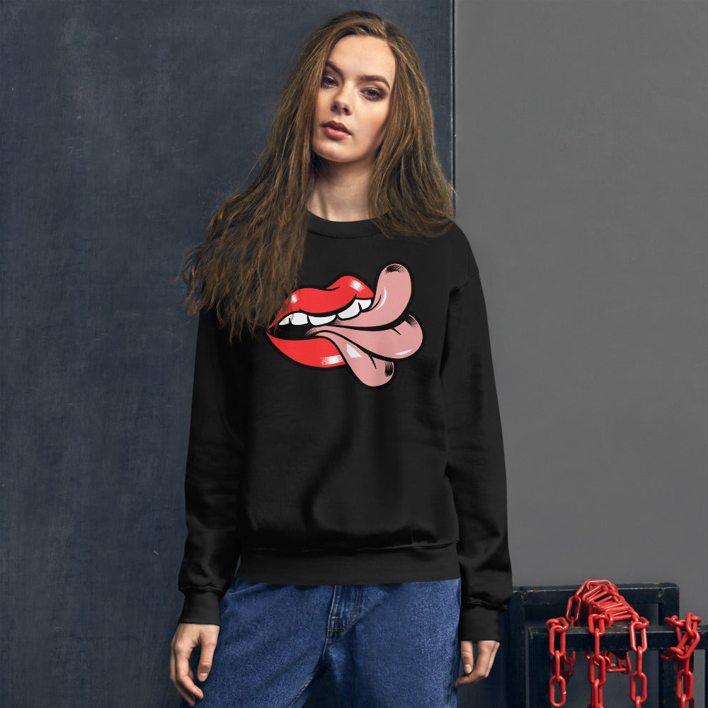 'Cheeky' Graphic Lips and Tongue Comfortable Unisex Sweatshirt