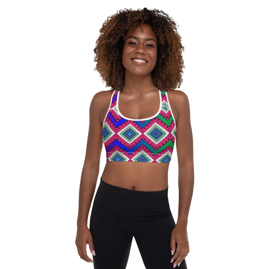 Quad Print Padded Sports Bra