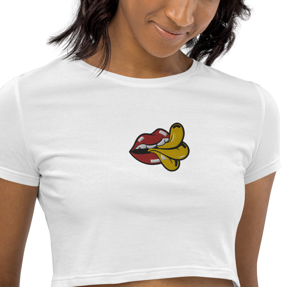 Organic Embroidered Crop Top - Cheeky