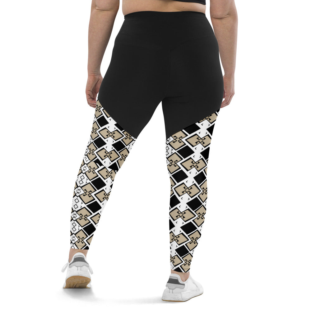 Compression Sports Leggings - Aztek print