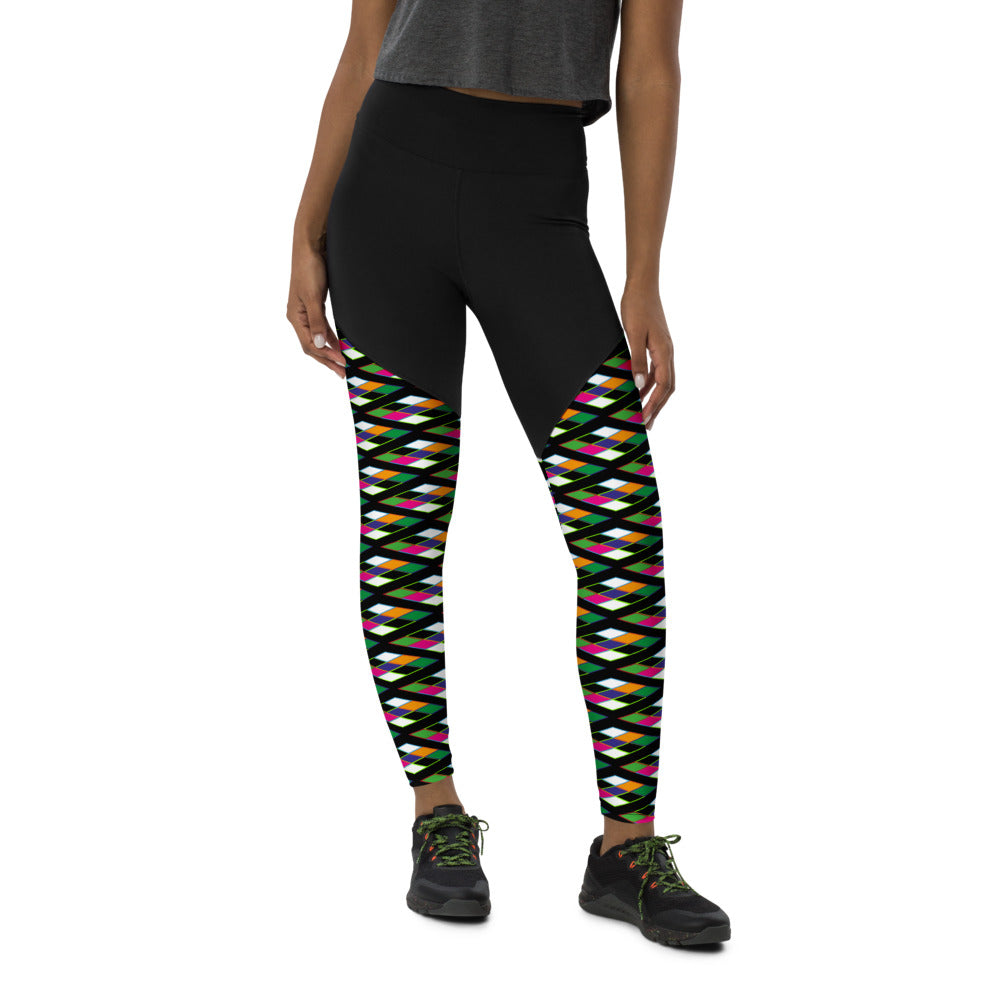 Compression Sports Leggings - Pyramid Print