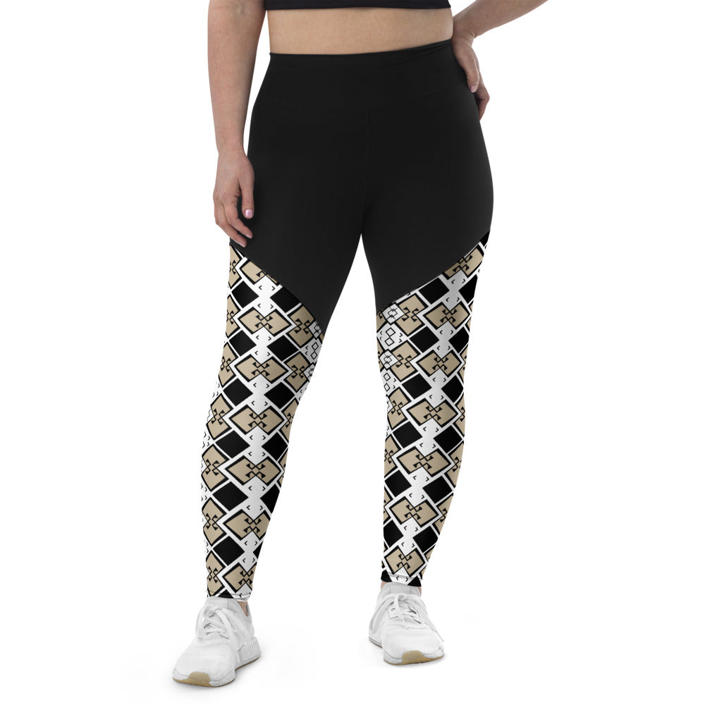 Compression Sports Leggings - Aztek print