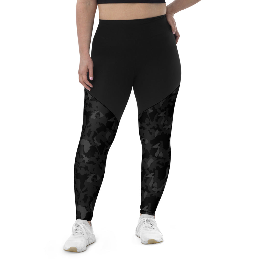 Compression Sports Leggings - flyersetcinc Camo Noir