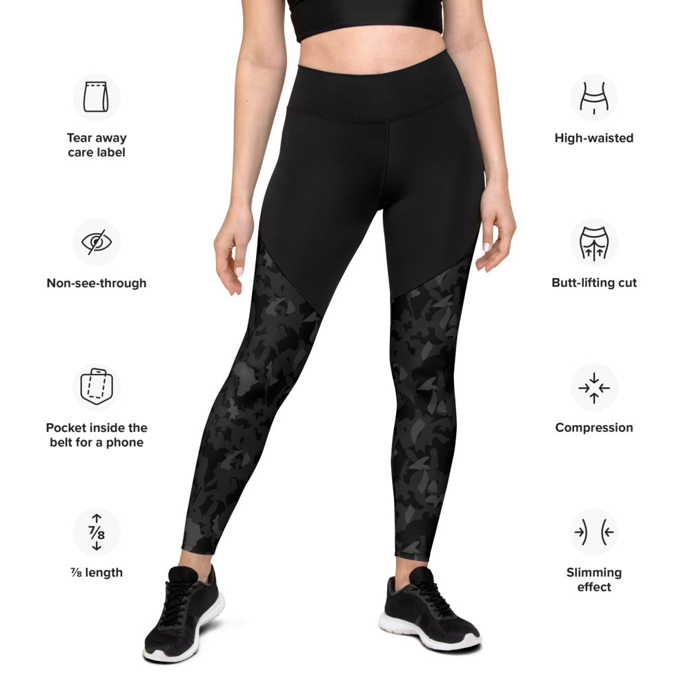 Compression Sports Leggings - flyersetcinc Camo Noir