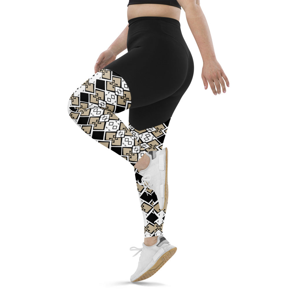 Compression Sports Leggings - Aztek print