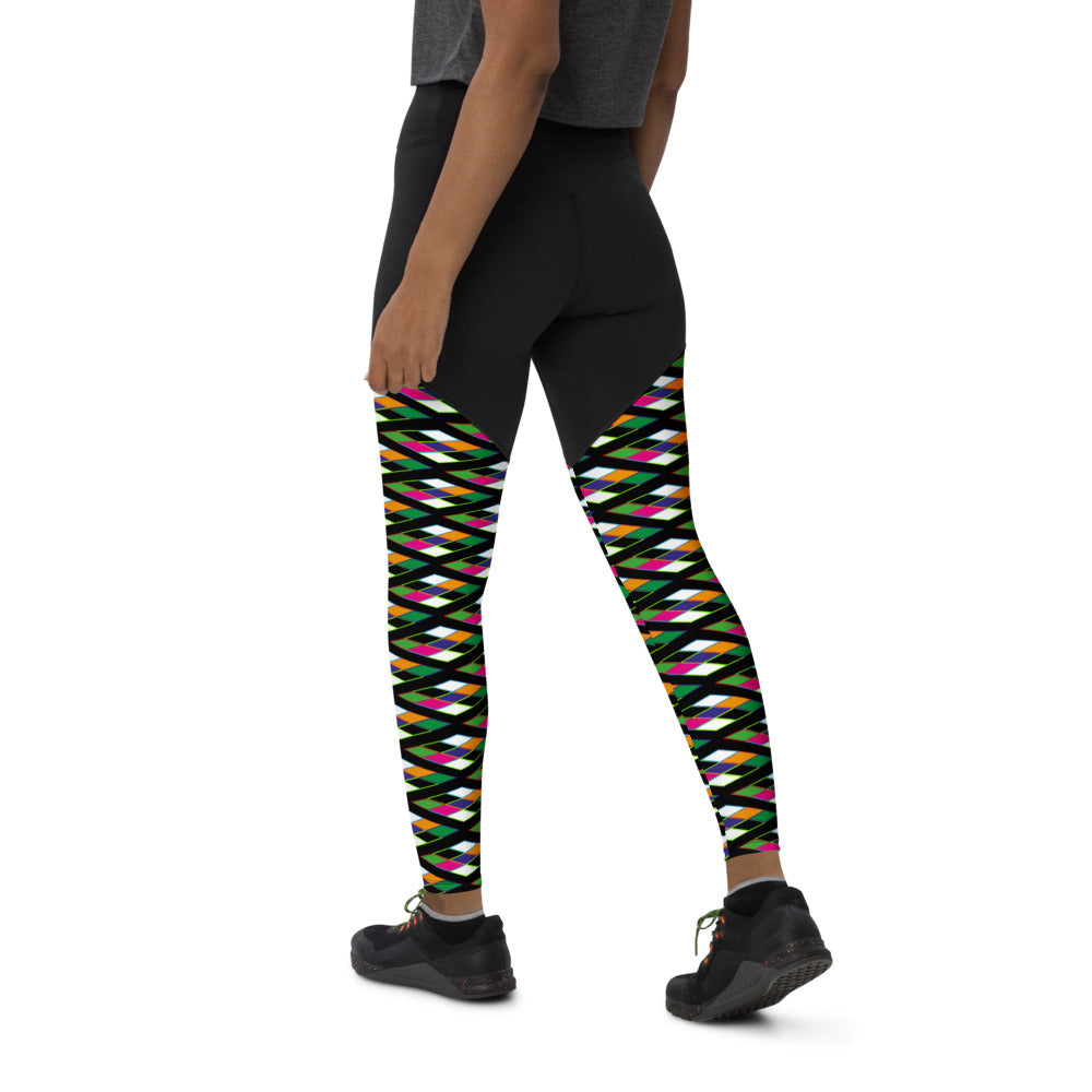 Compression Sports Leggings - Pyramid Print