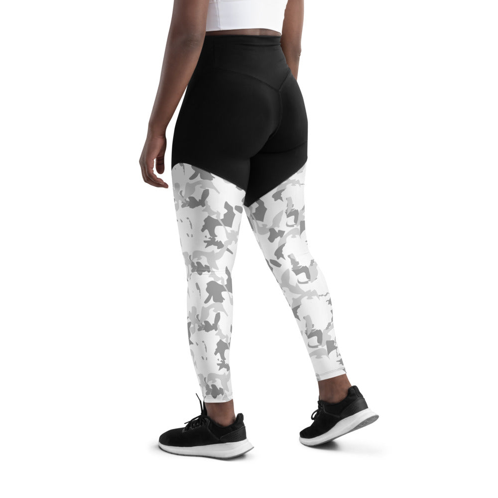 Compression Sports Leggings - flyersetcinc White Camo Print