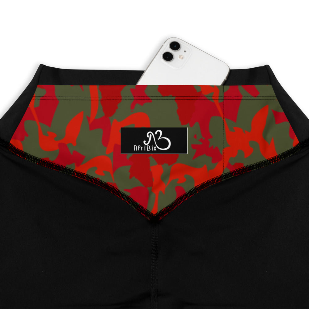 Camouflage Compression Sports Leggings - flyersetcinc Olive Red Camo Print