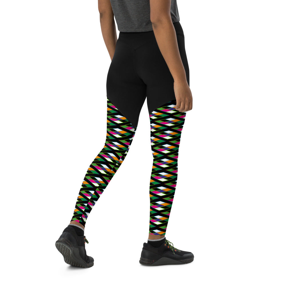 Compression Sports Leggings - Pyramid Print