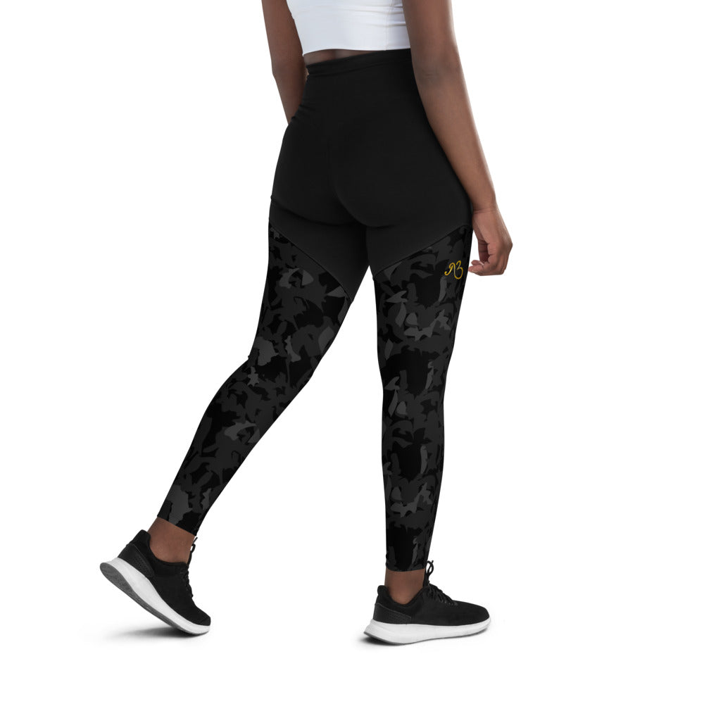 Compression Sports Leggings - flyersetcinc Camo Noir