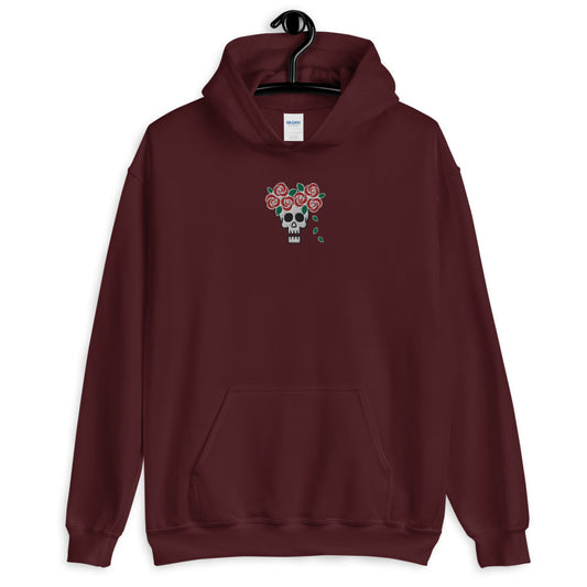 Skull Royalty Flower Embroidered Unisex Hoodie