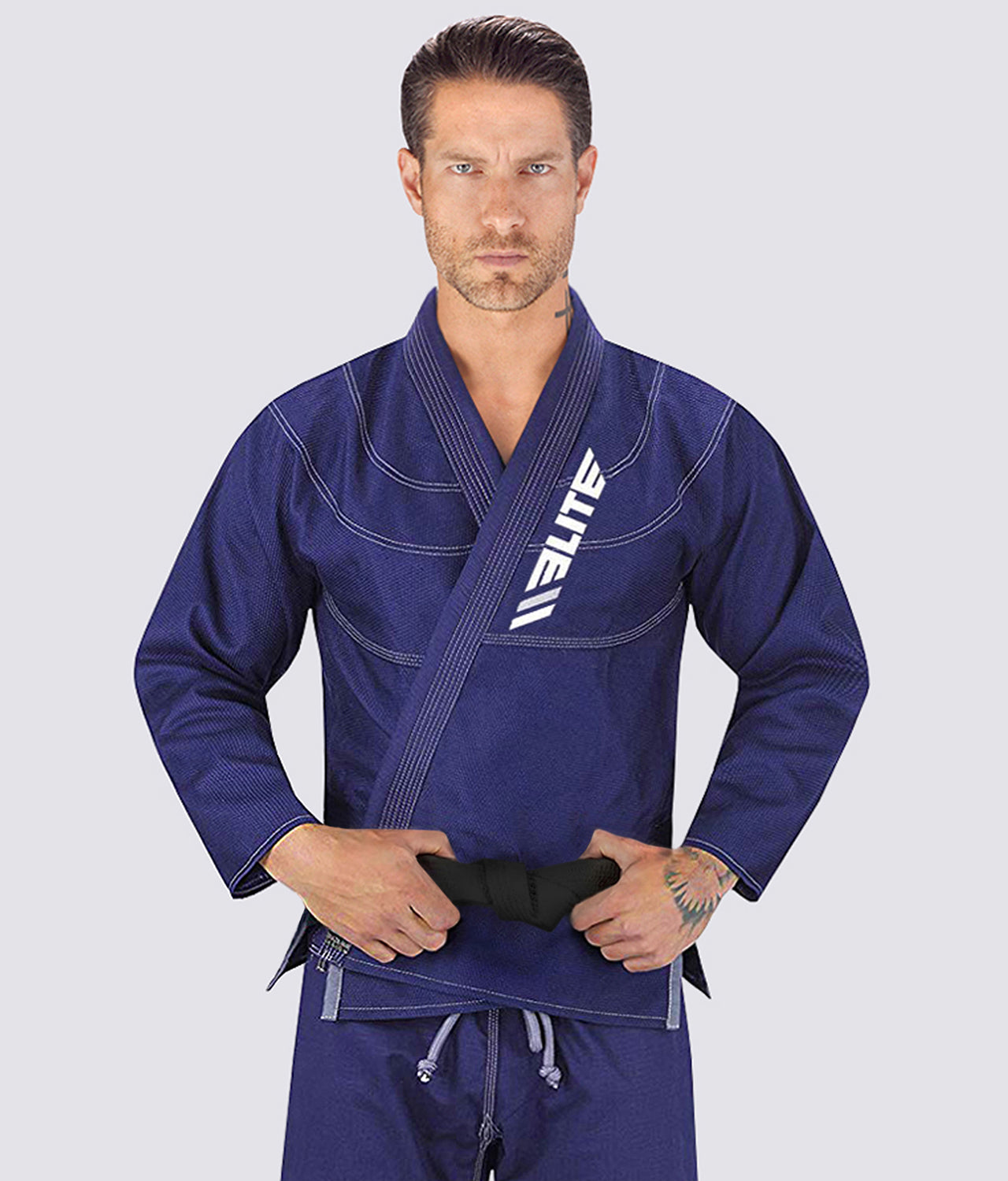 Elite Sports Ultra Light Preshrunk Navy Adult Brazilian Jiu Jitsu BJJ Gi With Free White Belt