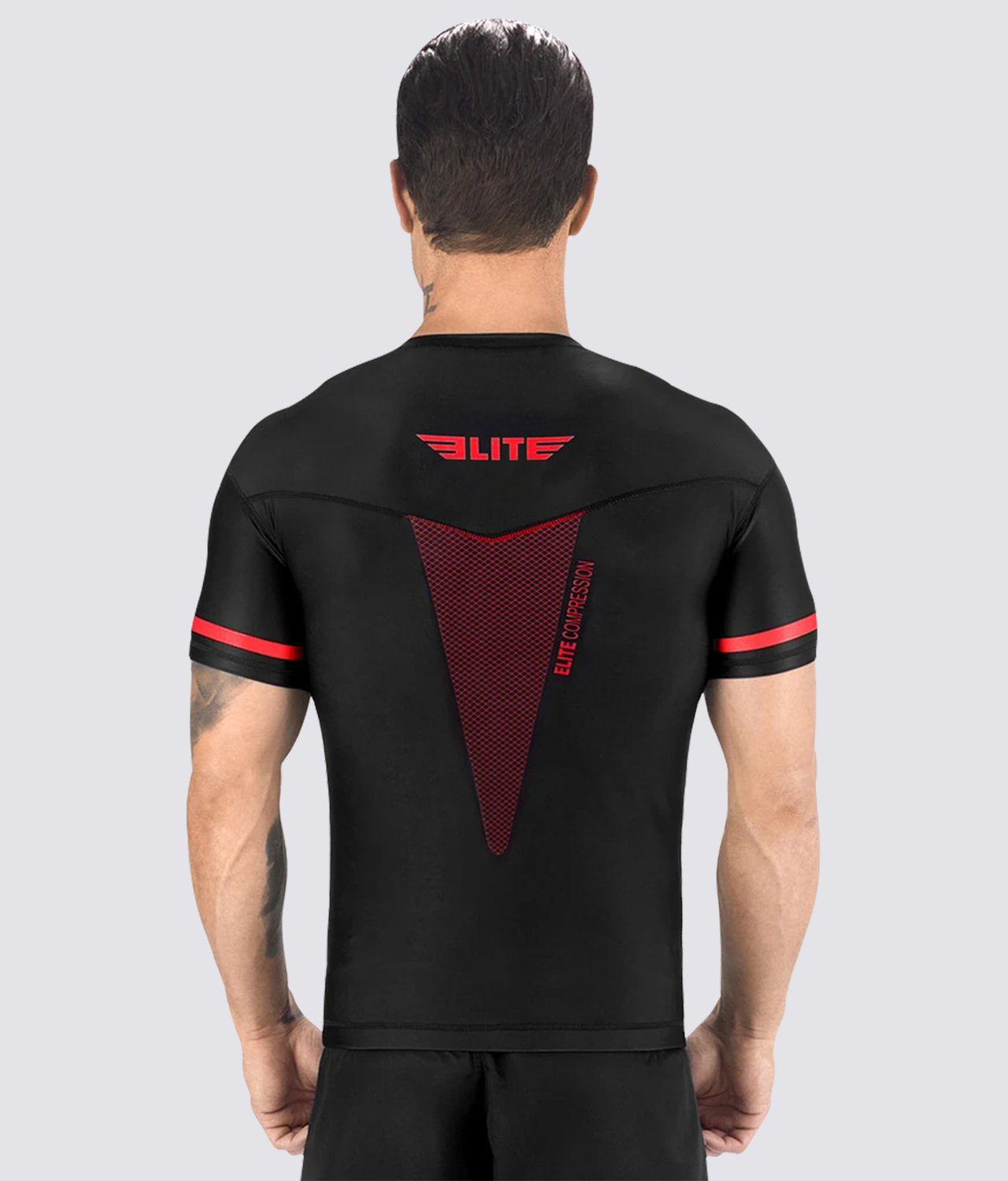 Elite Sports Star Series Sublimation Black/Red Short Sleeve MMA Rash Guard