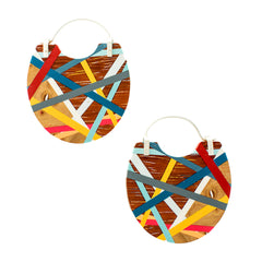 Classic Blue with Primary Colors Hoop Earrings 