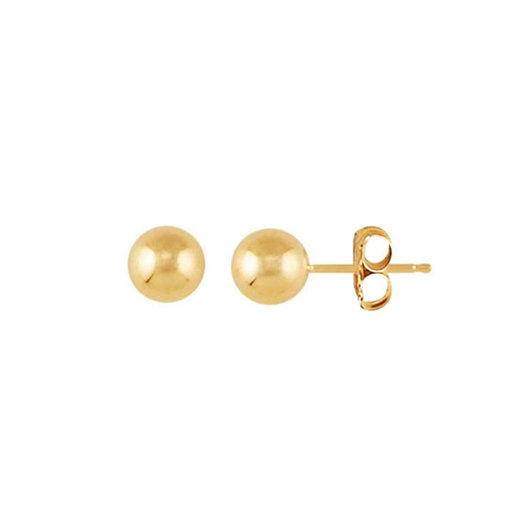 Solid Gold Full Moon Stud Earrings 6mm 