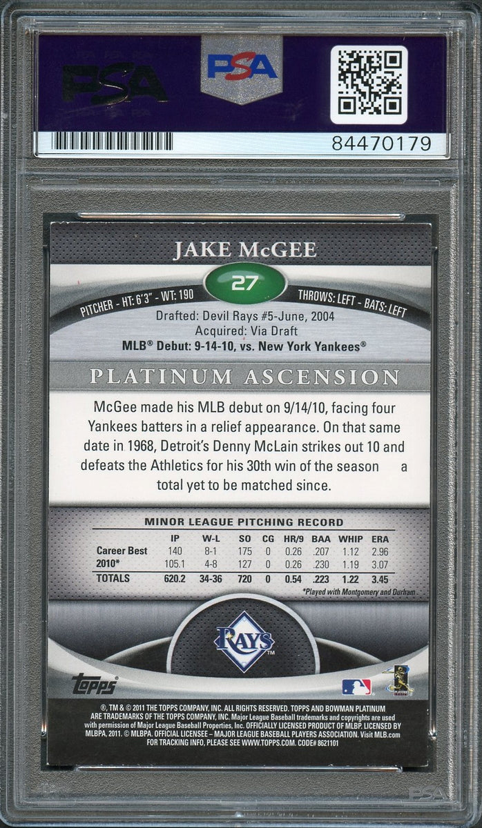 Jake McGee Tampa Bay Rays 2011 Bowman Baseball Card 