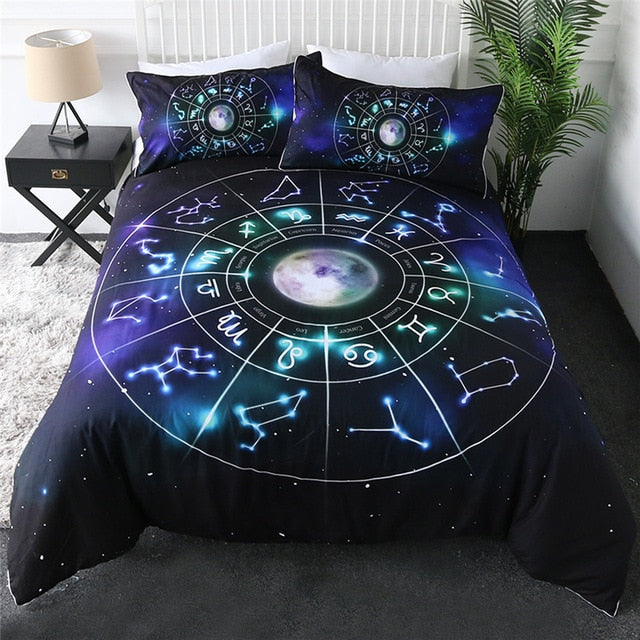 Indian Handmade Black Astrology Bed Pillow Case Zodiac Horoscope Cushion Cover 