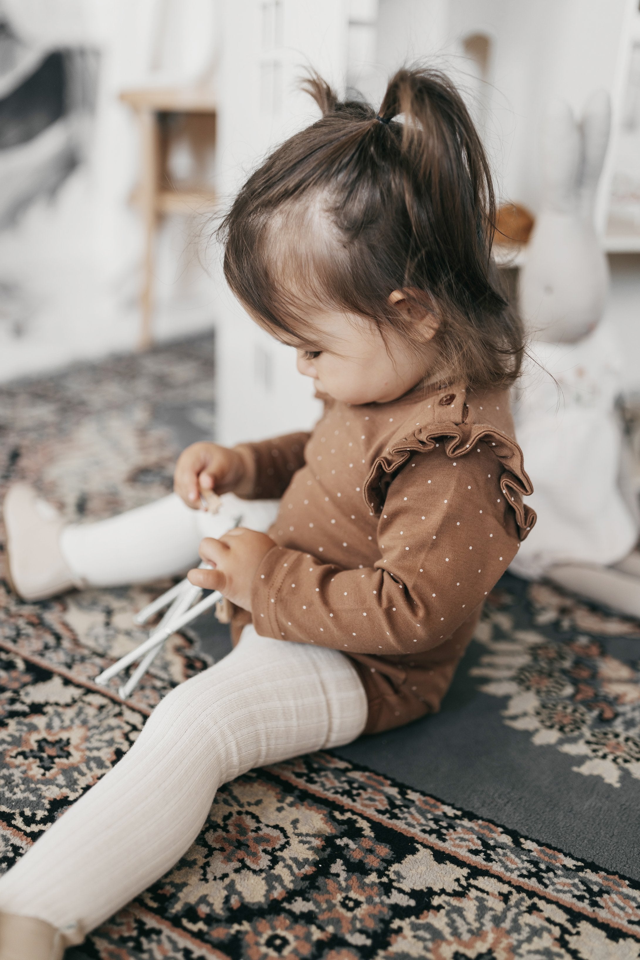 Organic Cotton Frill Bodysuit - Tiny Dots Organic Cotton Frill Bodysuit - Tiny Dots
