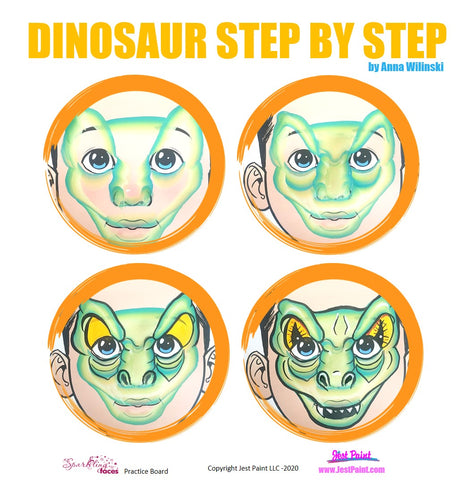 Dinosaur Face Painting Step by Step Tutorial