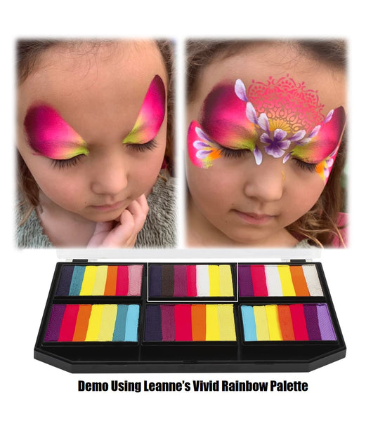 Leannes demo of vivid rainbow petal palette FUSION Body Art