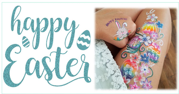 Happy Easter Face Painting Eggs and bunnies Jest Paint
