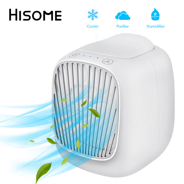 Hisome 3-in-1 Air Cooler 3 Fan Speeds 7 Colors LED Lights USB Personal Space Desktop Air Condition Portable Air Conditioner Humidifier Purifier