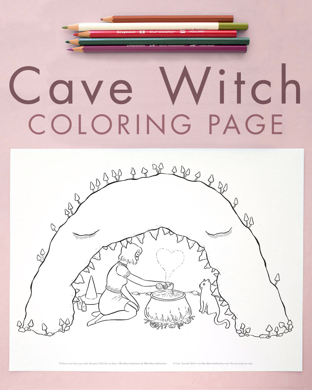 Cave Witch Love Spell Coloring Page
