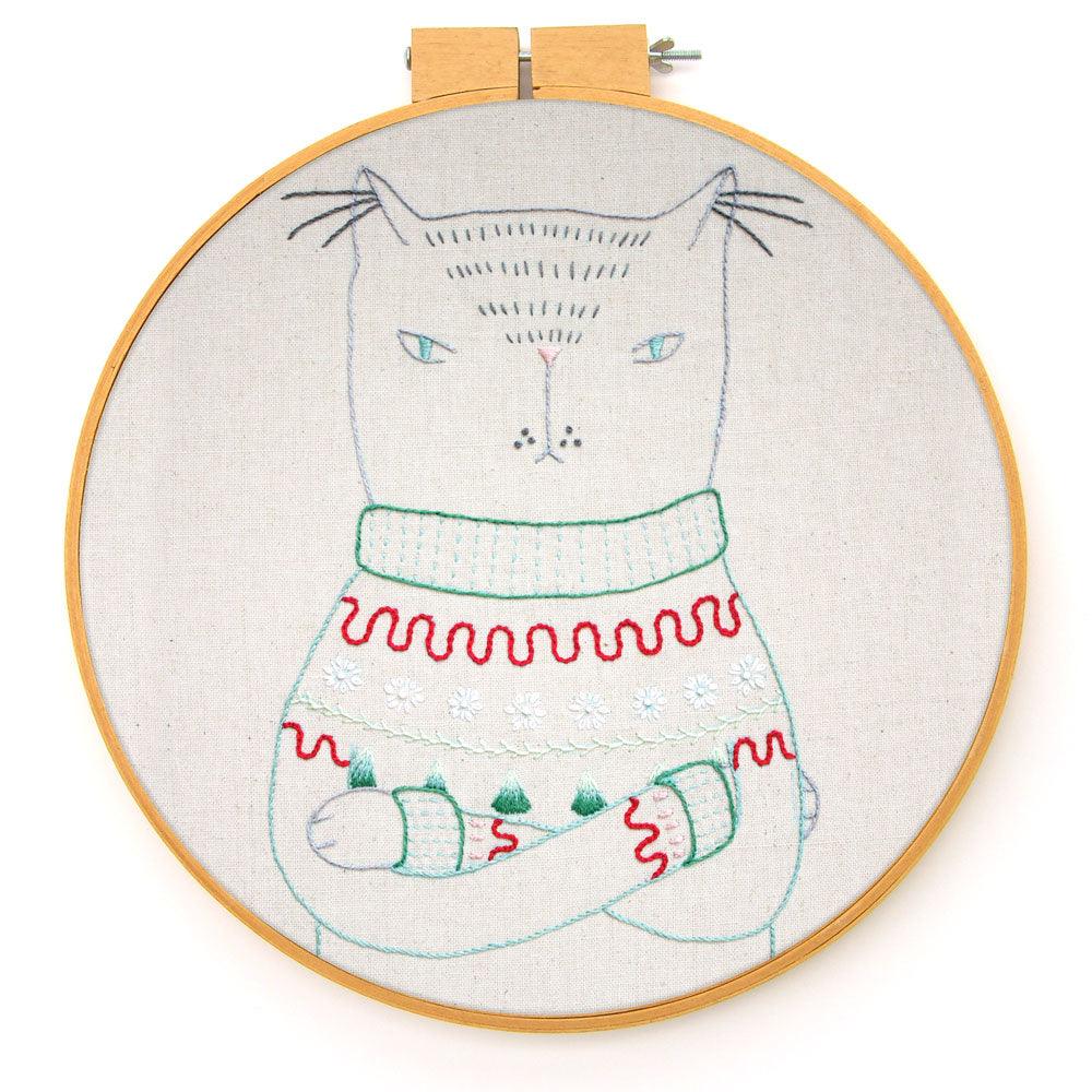 Ugly Christmas Sweater Cat embroidery pattern