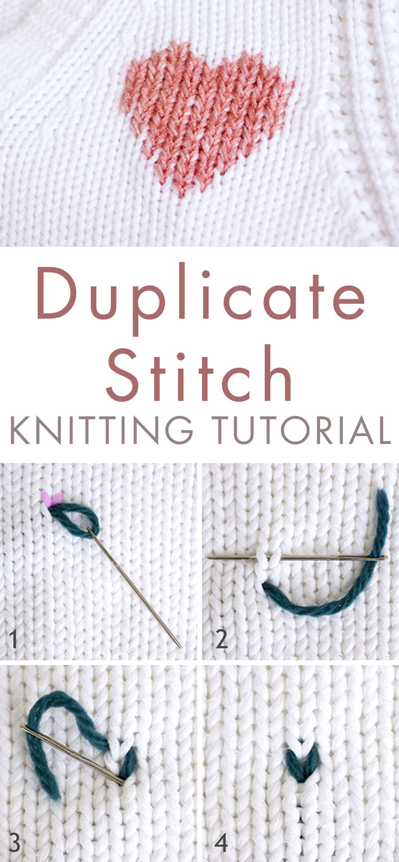 Duplicate stitch embroidery and knitting tutorial