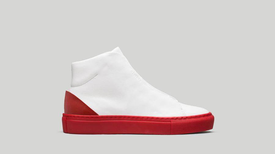 Vegan Minimal High in white with red sole